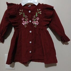 90 Embroidered Burgundy Kids dress girls size 2t